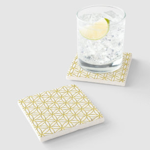 Flower of Life / Blume des Lebens - gold pattern Stone Coaster