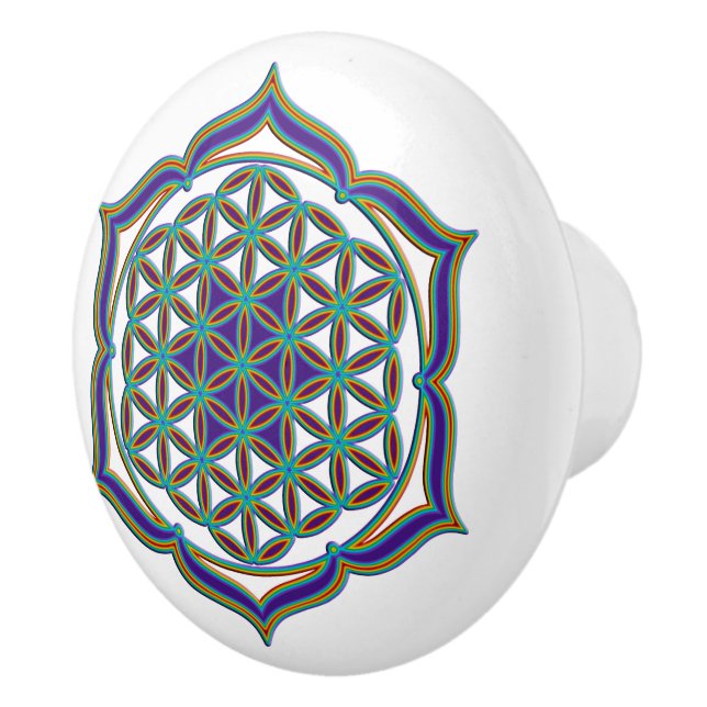 Flower Of Life / Blume des Lebens - Lotus Contour Ceramic Knob (Right)