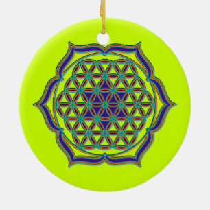 Flower Of Life / Blume des Lebens - Lotus Contour Ceramic Tree Decoration