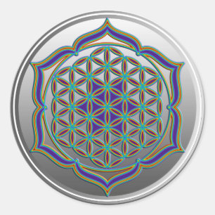 Flower Of Life / Blume des Lebens - Lotus Contour Classic Round Sticker