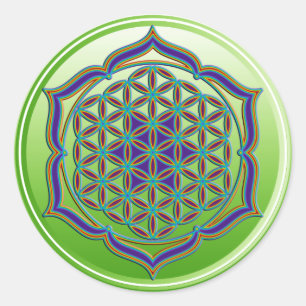Flower Of Life / Blume des Lebens - Lotus Contour Classic Round Sticker
