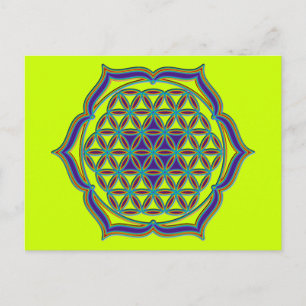 Flower Of Life / Blume des Lebens - Lotus Contour Postcard