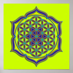Flower Of Life / Blume des Lebens - Lotus Contour Poster