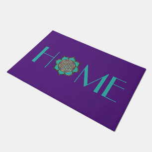 Flower Of Life / Blume des Lebens Lotus turquoise Doormat
