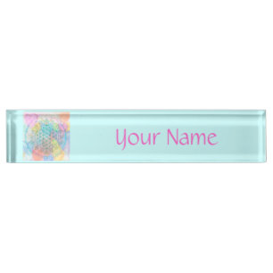Flower of Life / Blume des Lebens - Love Hearts Nameplate