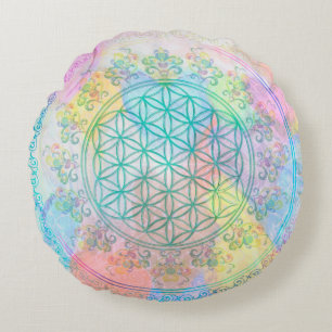 Flower Of Life / Blume des Lebens - love hearts Round Cushion