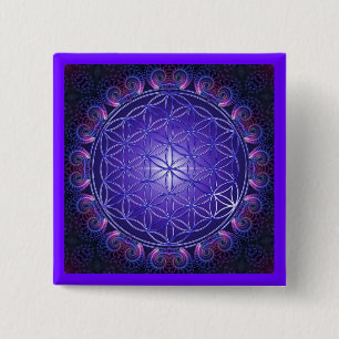 FLOWER OF LIFE / Blume des Lebens Mandala I Square 15 Cm Square Badge