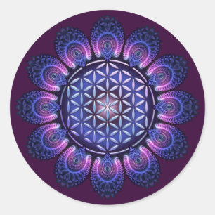 FLOWER OF LIFE / Blume des Lebens - Mandala II Classic Round Sticker