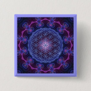 FLOWER OF LIFE/Blume des Lebens Mandala II Square 15 Cm Square Badge