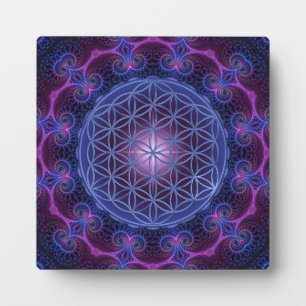 FLOWER OF LIFE/Blume des Lebens Mandala II Square Plaque