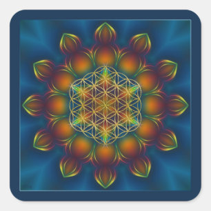 FLOWER OF LIFE/Blume des Lebens Mandala III Square Sticker
