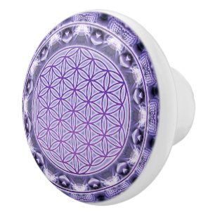 Flower Of Life / Blume des Lebens - Mandala purple Ceramic Knob