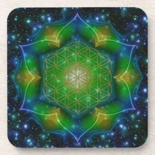 FLOWER OF LIFE/Blume des Lebens Mandala V Square Coaster