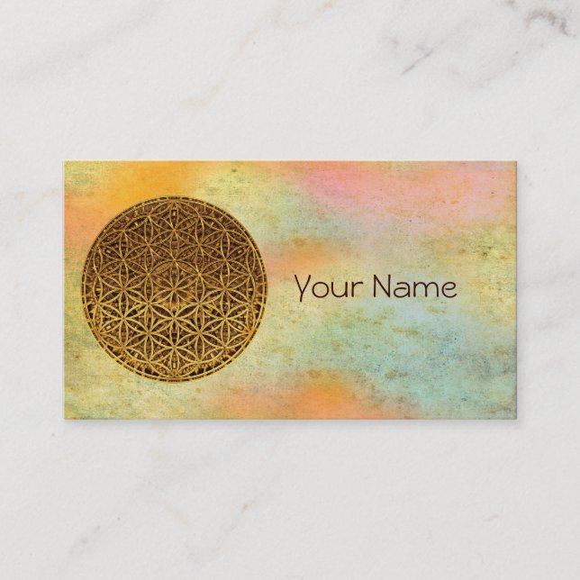 Flower Of Life / Blume des Lebens - medal gold Business Card (Front)