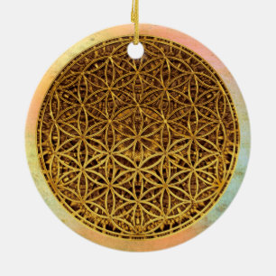 Flower Of Life / Blume des Lebens - medal gold Ceramic Tree Decoration