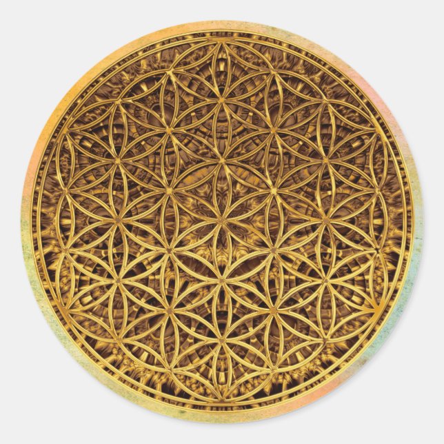 Flower Of Life / Blume des Lebens - medal gold Classic Round Sticker (Front)