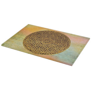 Flower Of Life / Blume des Lebens - medal gold Cutting Board