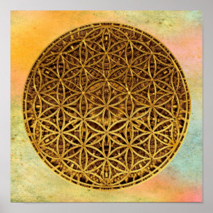 Flower Of Life / Blume des Lebens - medal gold Poster