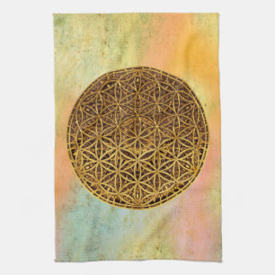 Flower Of Life / Blume des Lebens - medal gold Tea Towel