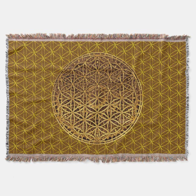 Flower Of Life / Blume des Lebens - medal gold Throw Blanket (Front)