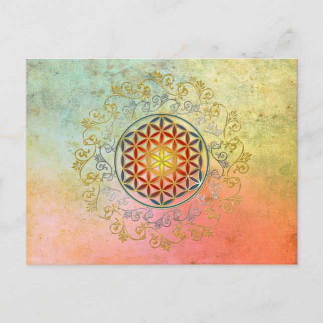 Flower of Life / Blume des Lebens - Ornament IV BG Postcard (Front)