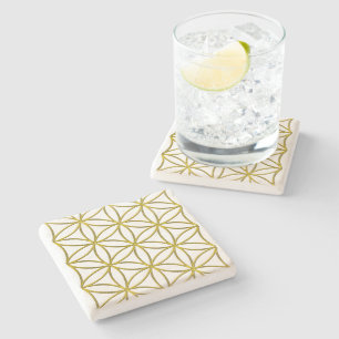 Flower of Life / Blume des Lebens - pattern gold Stone Coaster