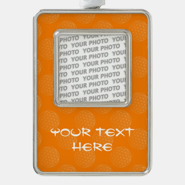 Flower of Life / Blume des Lebens - pattern orange Silver Plated Framed Ornament (Front)