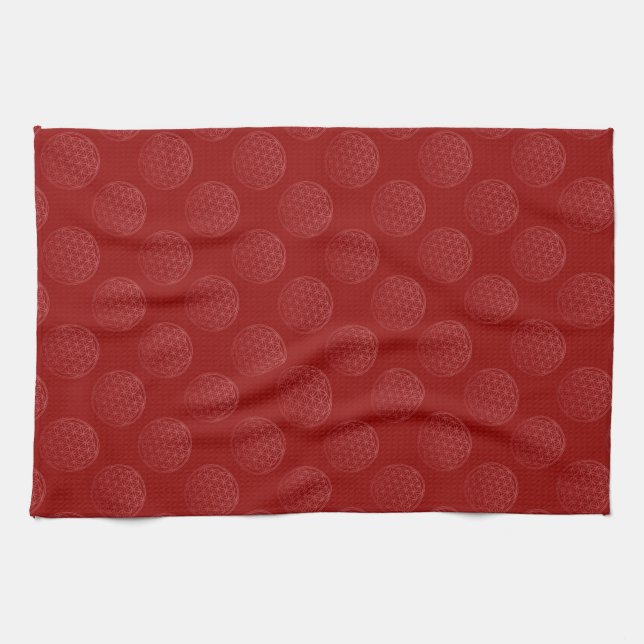 Flower Of Life / Blume des Lebens - pattern red Tea Towel (Horizontal)