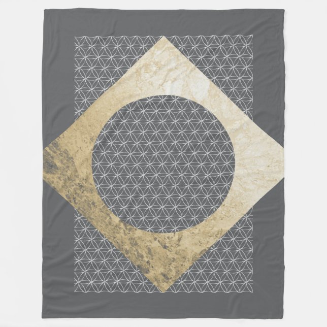 Flower of Life / Blume des Lebens - pattern silver Fleece Blanket (Front)