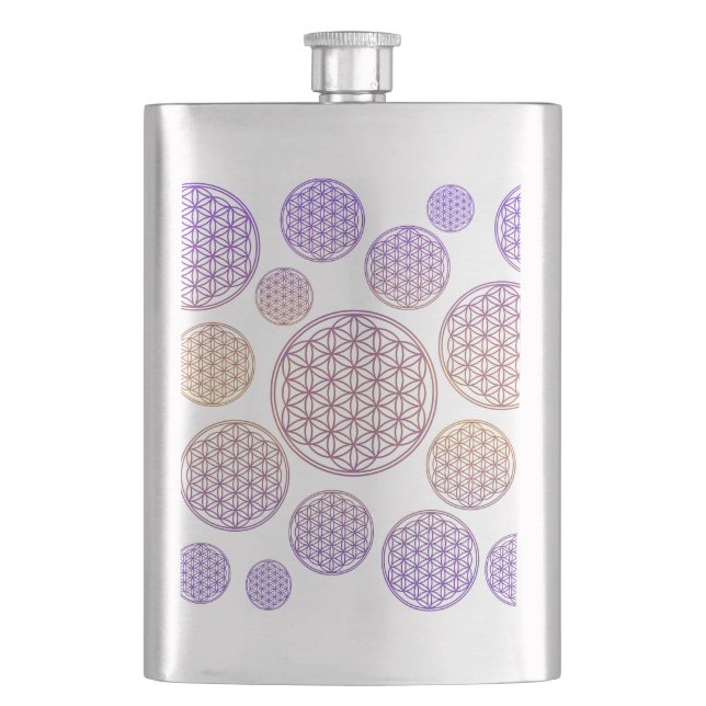 Flower of Life / Blume des Lebens - pattern violet Hip Flask (Front)