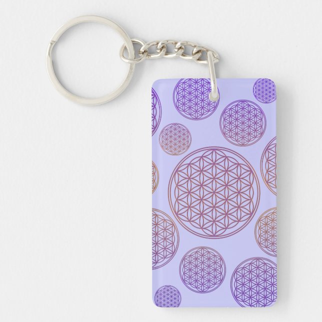 Flower of Life / Blume des Lebens - pattern violet Key Ring (Front)