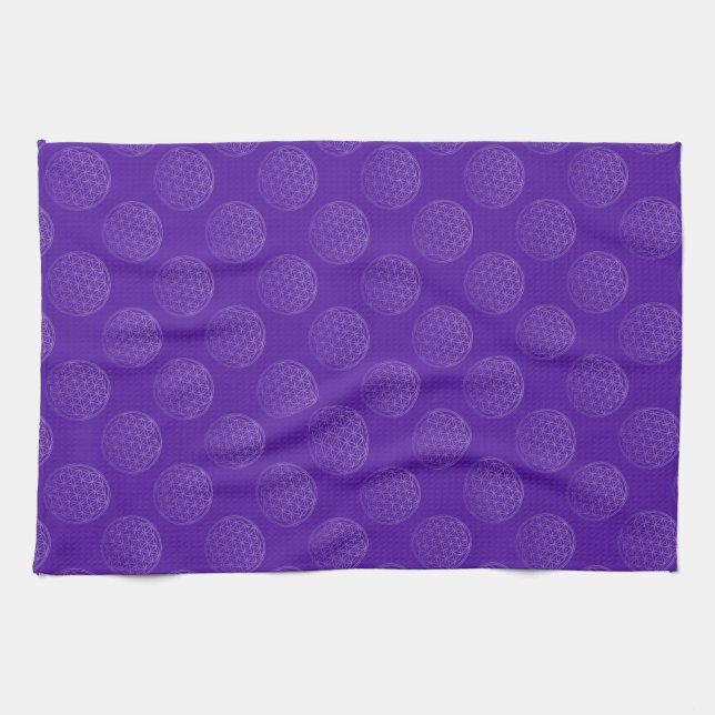 Flower Of Life / Blume des Lebens - pattern violet Tea Towel (Horizontal)