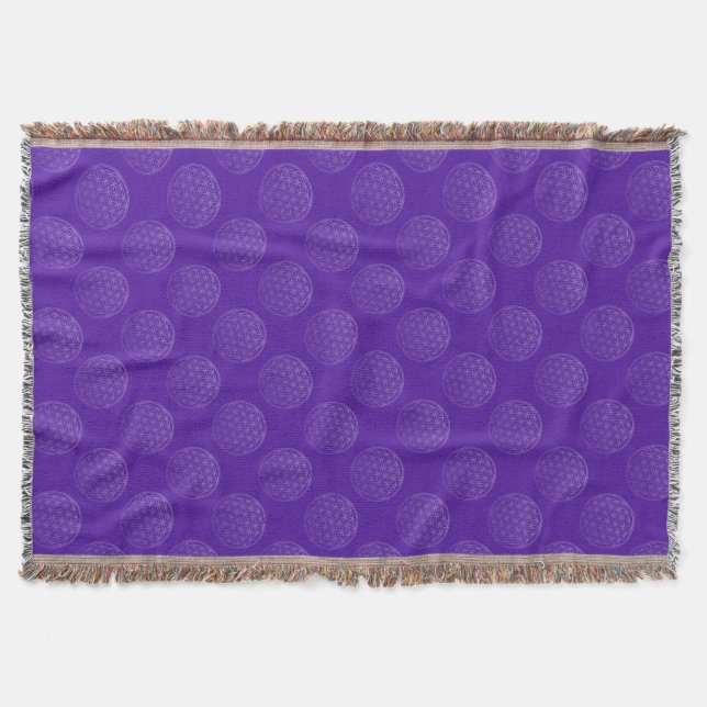 Flower of Life / Blume des Lebens - pattern violet Throw Blanket (Front)