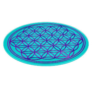 Flower of Life / Blume des Lebens - pink blue Cutting Board