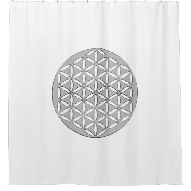 Flower Of Life / Blume des Lebens - punched silver Shower Curtain (Front)