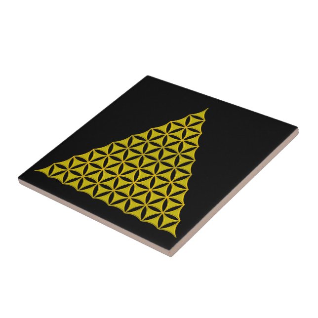 Flower Of Life / Blume des Lebens - pyramid gold Tile (Side)