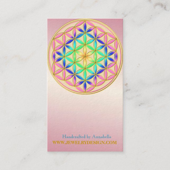 Flower of Life Blume des Lebens Romantic Colours Business Card (Front)