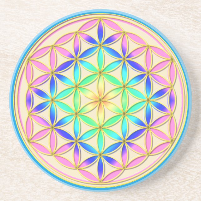 Flower of Life Blume des Lebens Romantic Colours Coaster (Front)