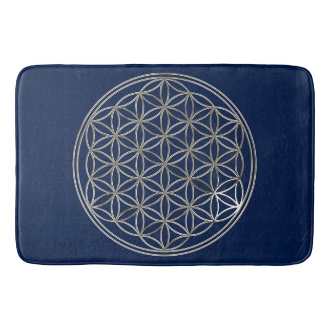 Flower Of Life / Blume des Lebens - silver Bath Mat (Front)