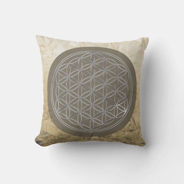 Flower Of Life / Blume des Lebens - SILVER Cushion (Front)
