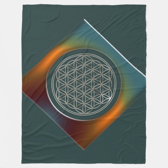 Flower Of Life / Blume des Lebens - SILVER Fleece Blanket (Front)