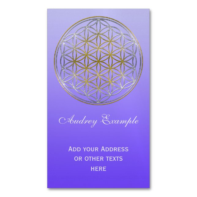 Flower Of Life / Blume des Lebens - silver gold Magnetic Business Card (Front Vertical)