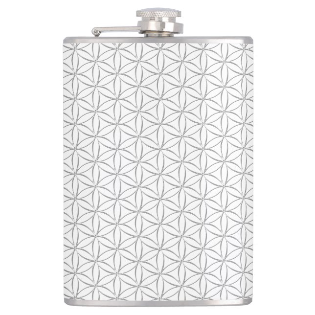 Flower of Life / Blume des Lebens - silver pattern Hip Flask (Front)