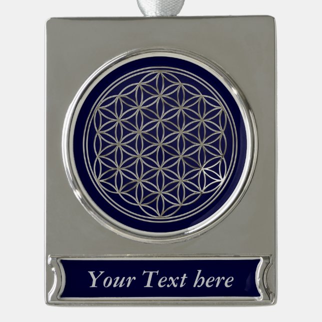 Flower Of Life / Blume des Lebens - silver Plated Banner Ornament (Front)
