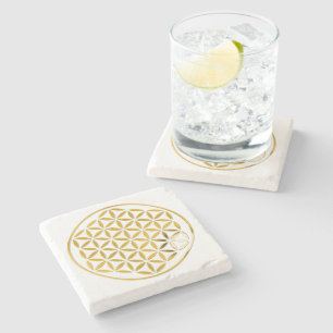 Flower Of Life / Blume des Lebens - stamp GOLD Stone Coaster