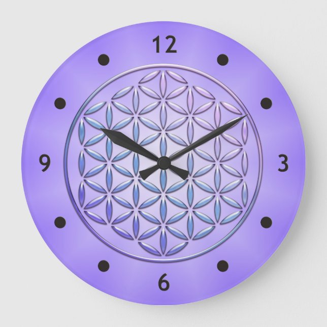 Flower of Life / Blume des Lebens - stamp violet Large Clock (Front)