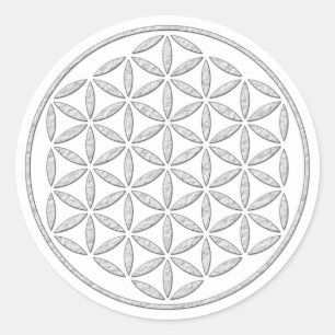Flower Of Life / Blume des Lebens - stamp white Classic Round Sticker