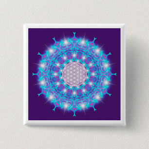 FLOWER OF LIFE/Blume des Lebens Stars Mandala 15 Cm Square Badge
