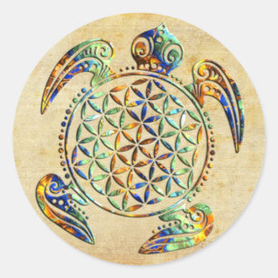 Flower of Life / Blume des Lebens - turtle coloure Classic Round Sticker