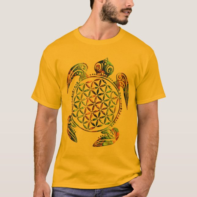 Flower of Life / Blume des Lebens - turtle coloure T-Shirt (Front)